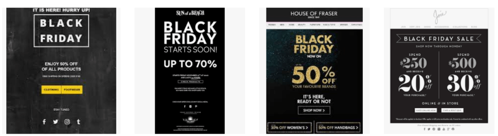 several black friday email examples