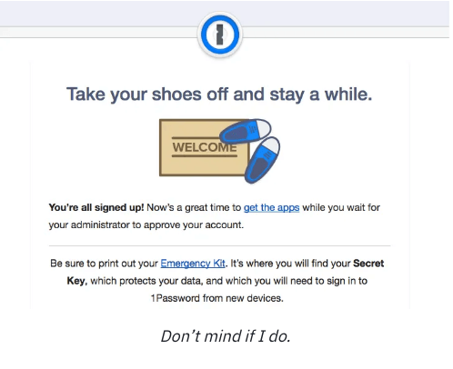 Email marketing example from 1Password