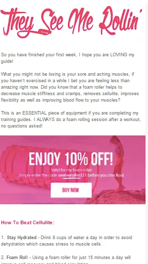 Email marketing example from Kayla Itsines Fitness