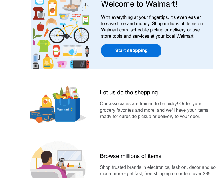 Walmart welcome email example