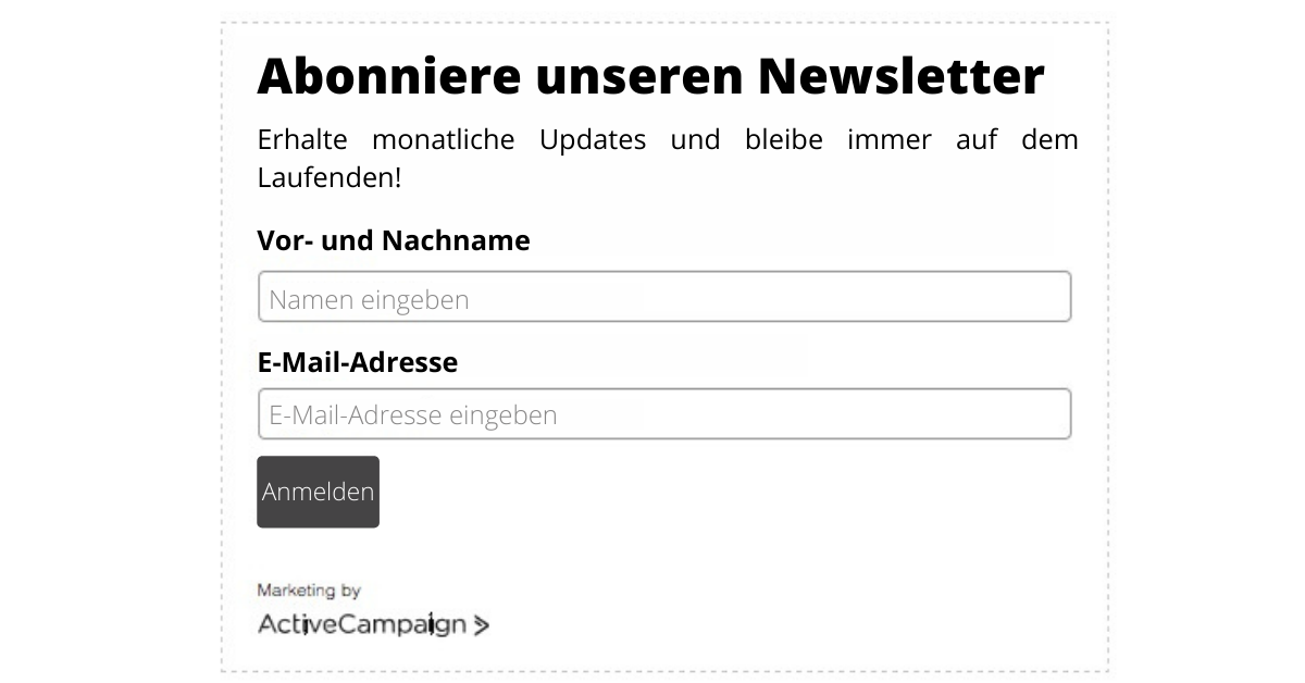Beispiel für ein Anmeldeformular von ActiveCampaign für einen Newsletter.