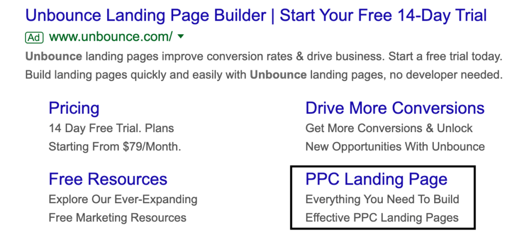 unbounced google ad for ppc landing page