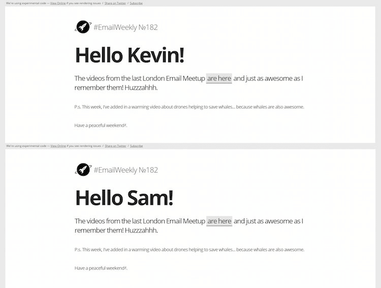 dynamic email copy using name personalization