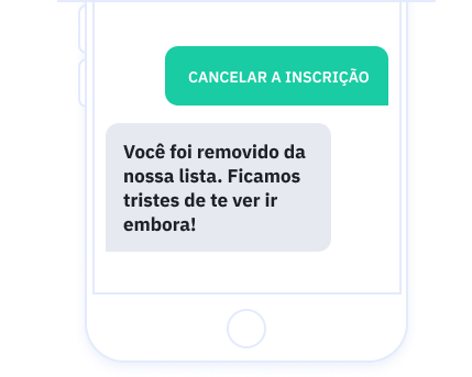 Unsubscribe SMS graphic in Portuguese