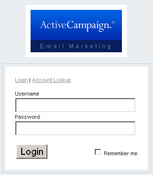 Screenshot of ActiveCampaign log-in screen