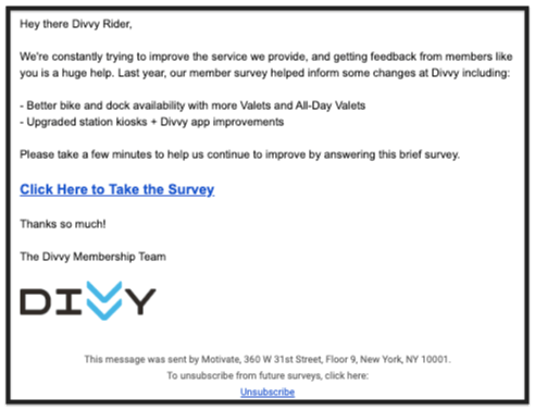 Divvy Chicago Bike Share email newsletter design example for feedback