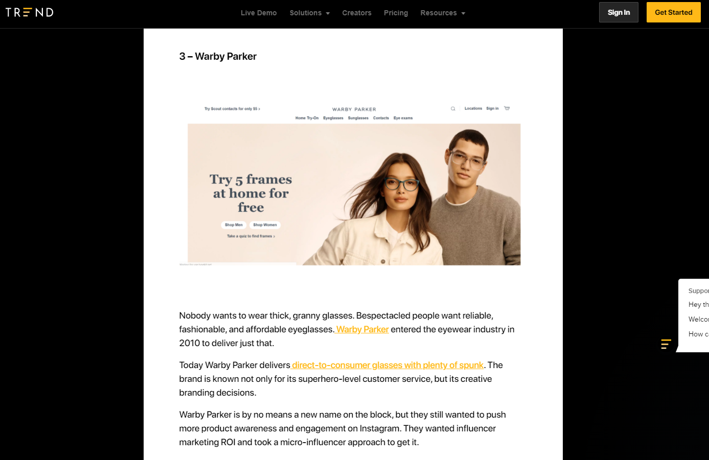 Warby Parker influencer marketing case study