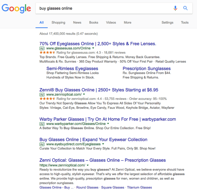 Google AdWords example