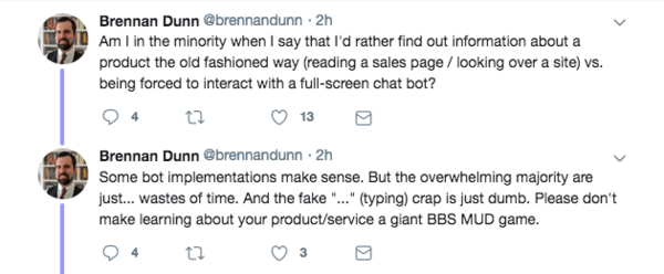 Brennan Dunn tweet about conversational marketing