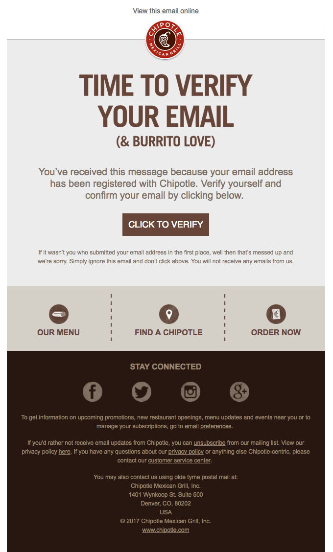 chipotle email marketing example