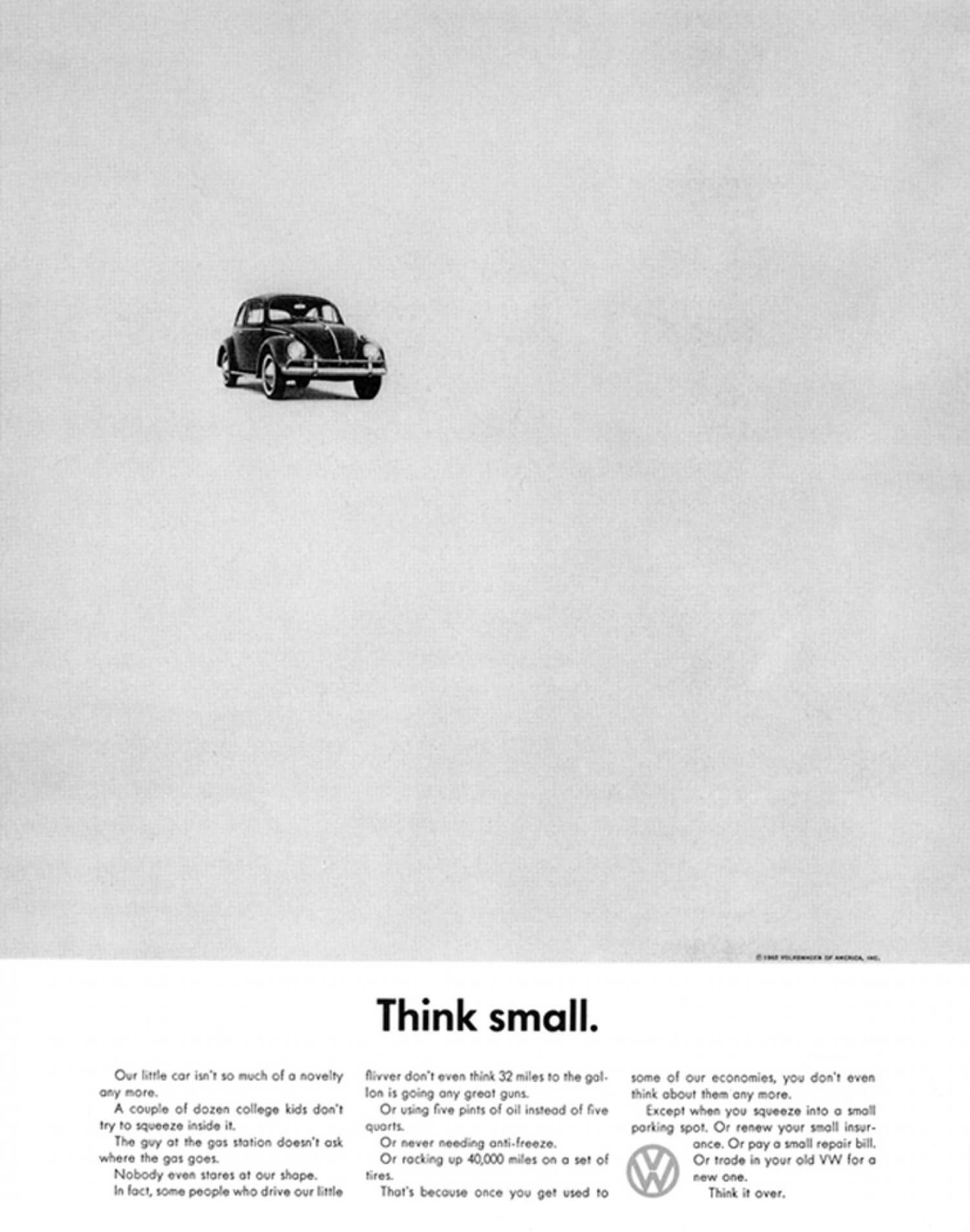 Famous Volkswagen "Think Small" print advertisement