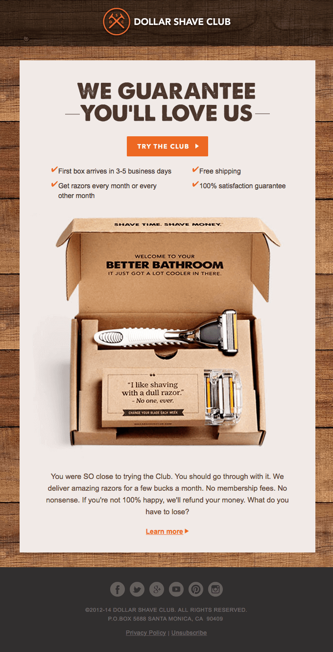 Dollar shave club email