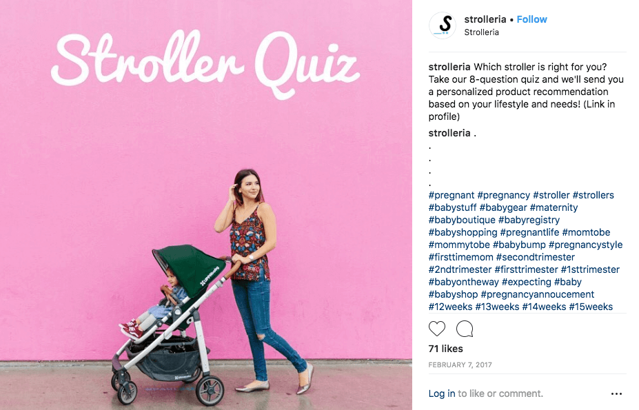 Strolleria quiz Instagram post