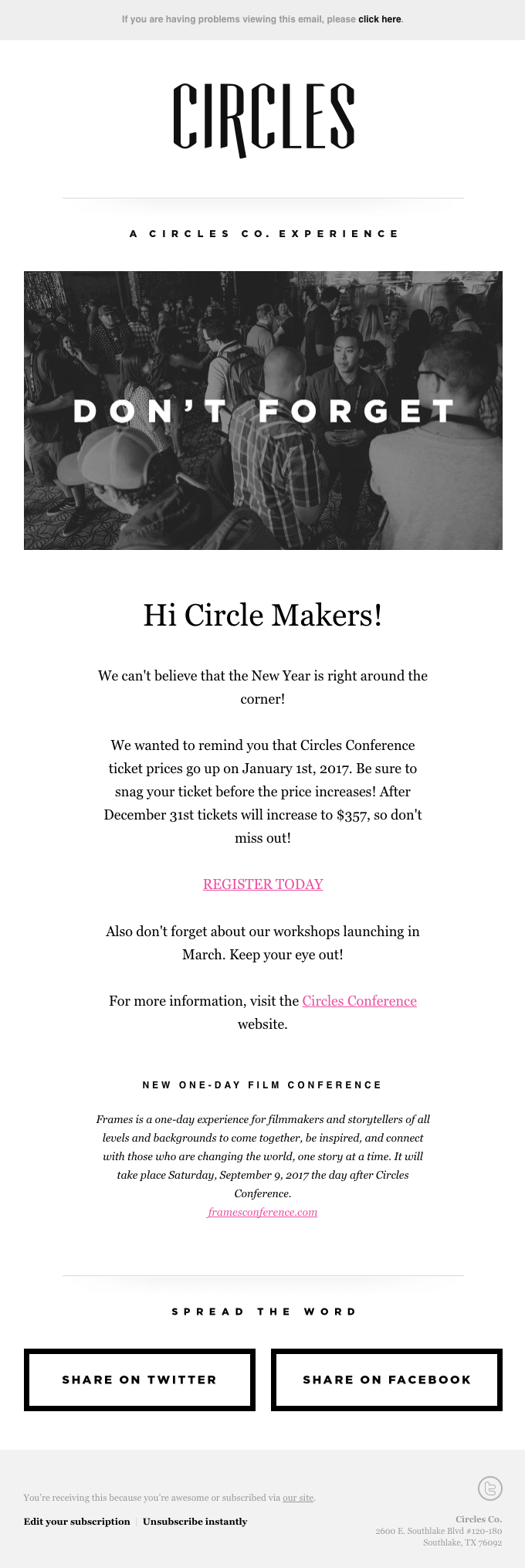 Circles event invite