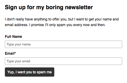 what most newsletter forms really say