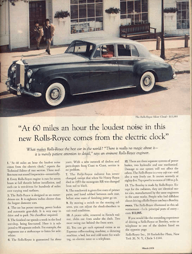 An ad from a magazine for a Rolls-Royce car