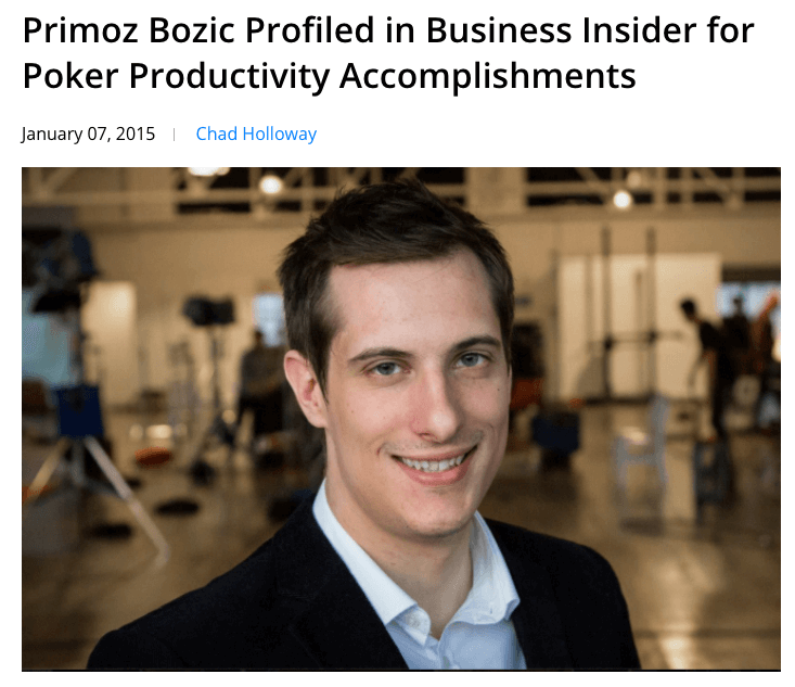 Primoz Bozic built a business on poker productivity