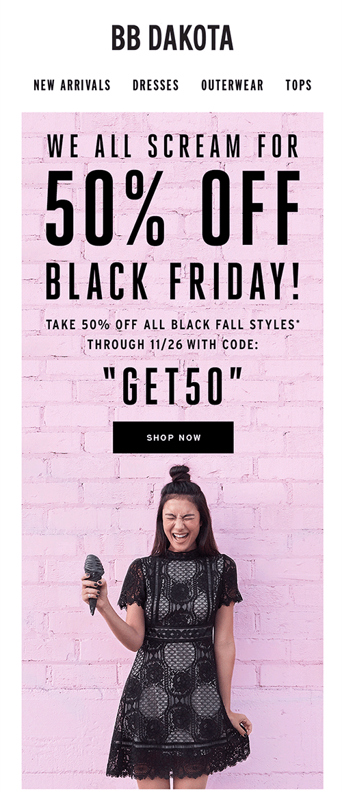 BB Dakota black friday email