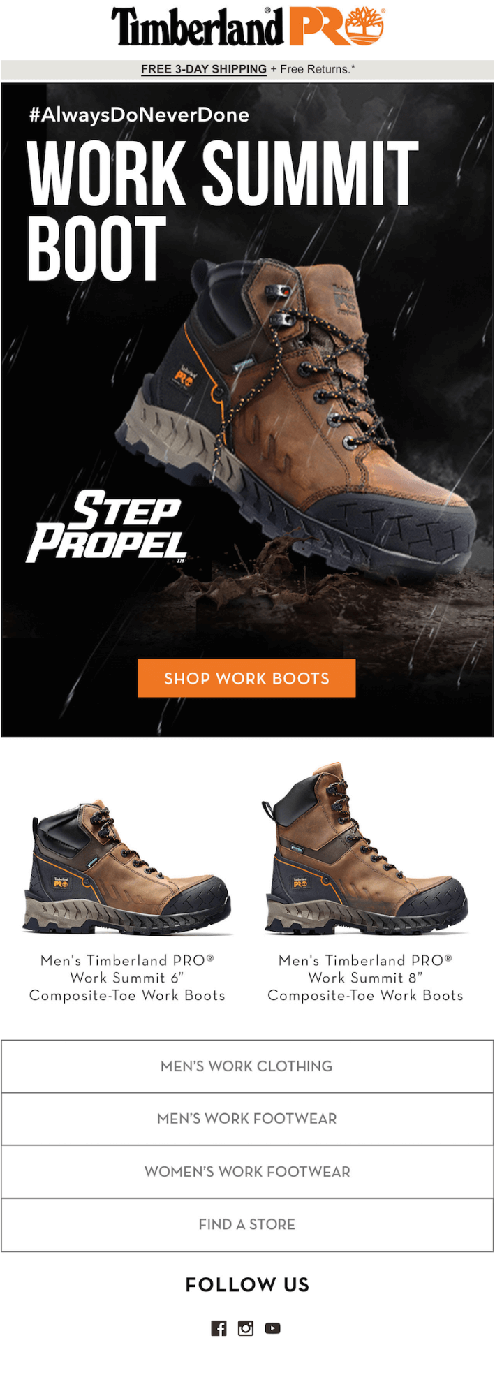 Timberland example of dynamic content in emails