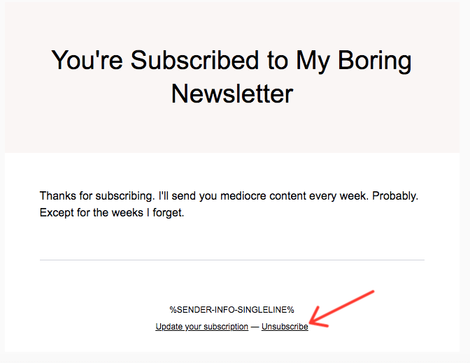 an example of a bad welcome series email