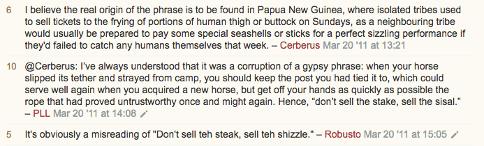 Origin of sell the steak not the sizzle