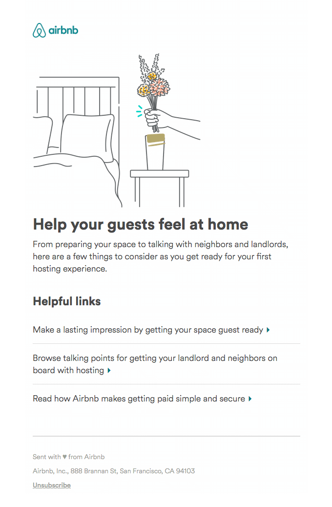 Airbnb welcome email