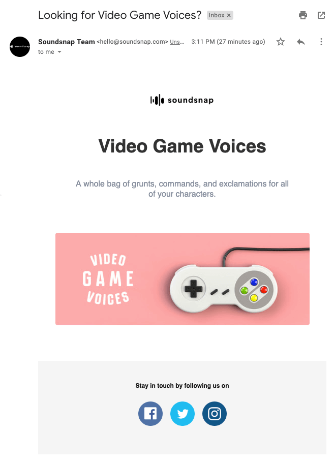 Soundsnap video game email