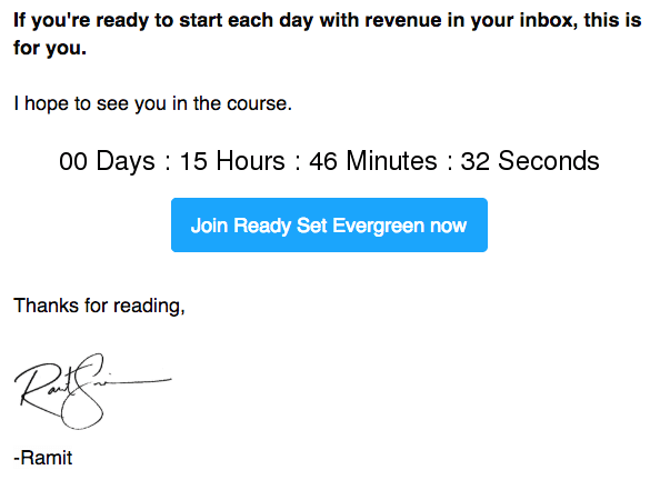 ready set evergreen email