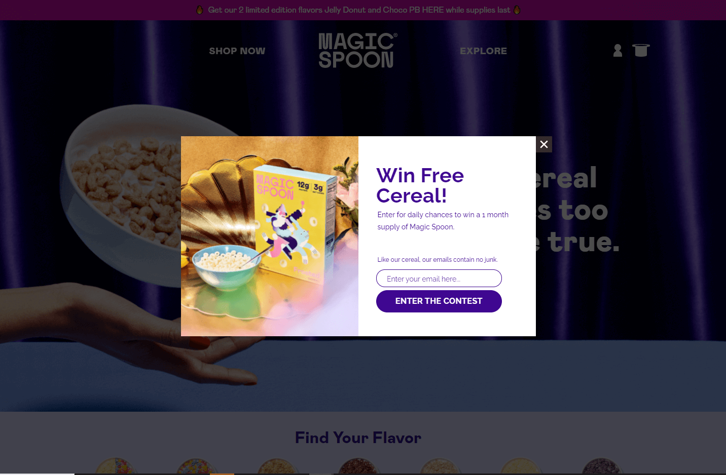 Magic Spoon email popup examples