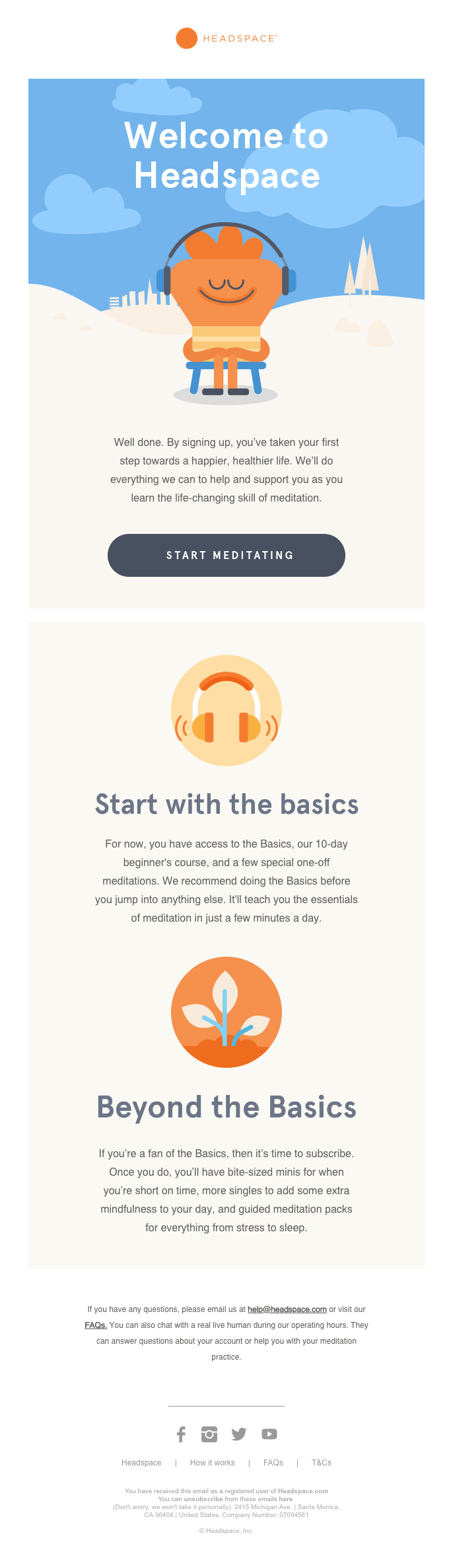 Headspace welcome email