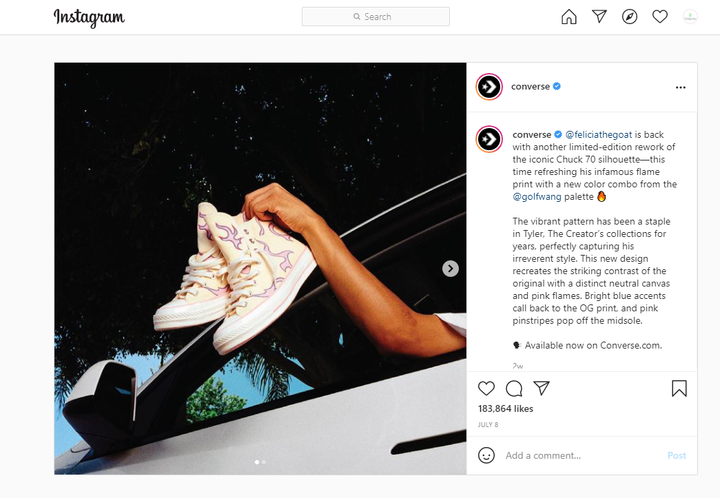 Tyler the Creator and Converse Instagram post case study example