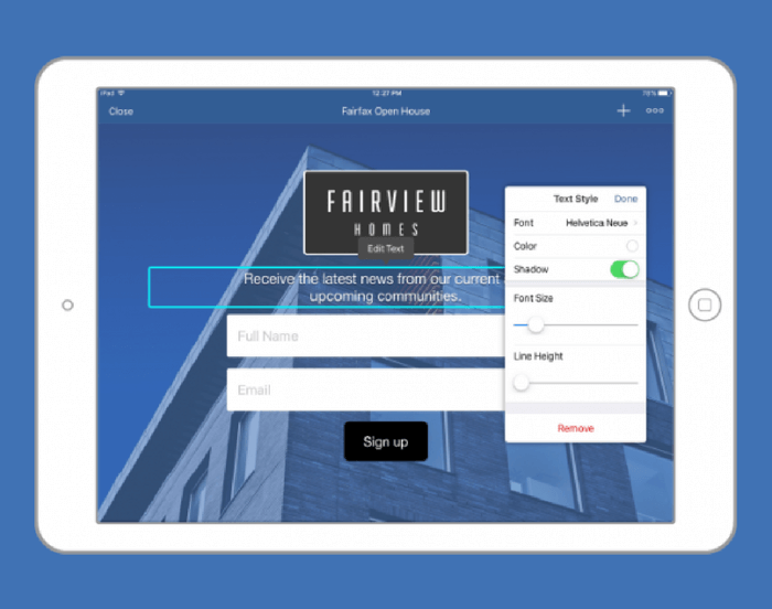 Real Estate Lead Form for iPads
