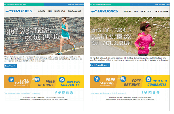 Brooks example of dynamic content in emails
