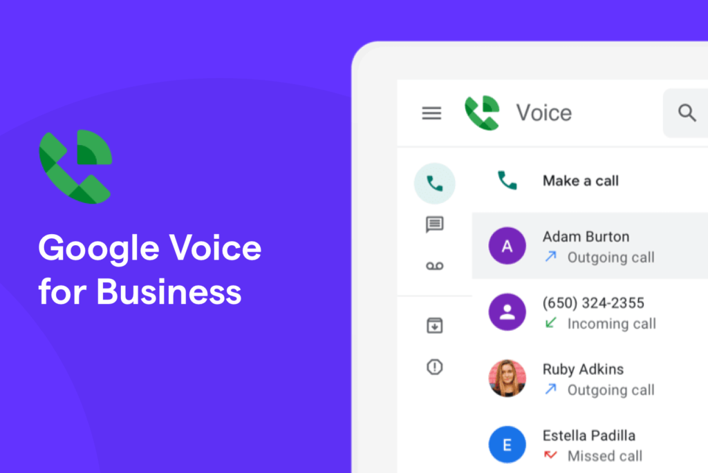 Image showing incoming and outgoing calls on Google Voice for Business