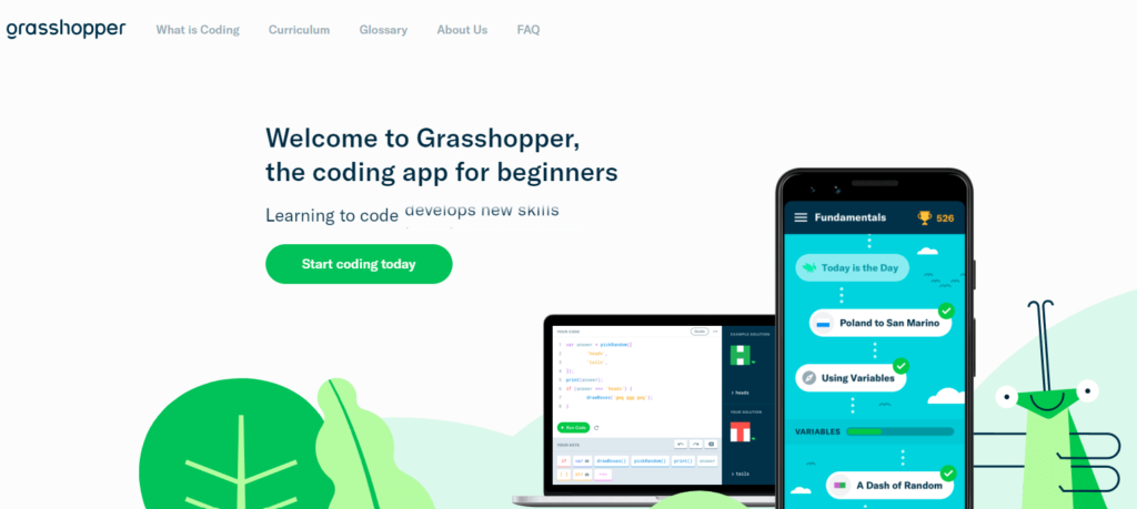 Screenshot of Grasshopper's Home Page