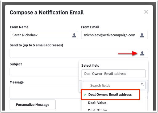 Create a notification email automation in ActiveCampaign