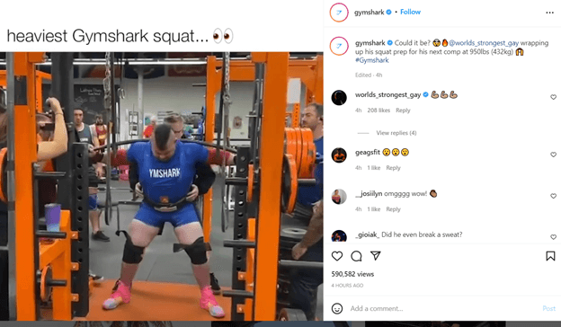 Squat video on GymShark's Instagram