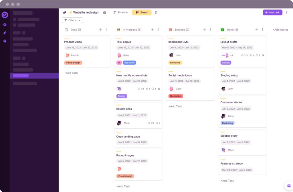 Toggl plan dashboard