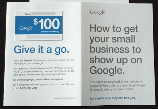image of a google ads direct mail letter
