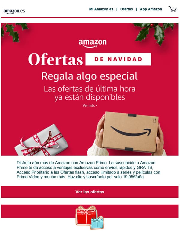Ejemplo de oferta de Navidad de Amazon.