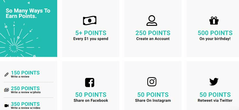 screenshot of sweetlegs rewards program