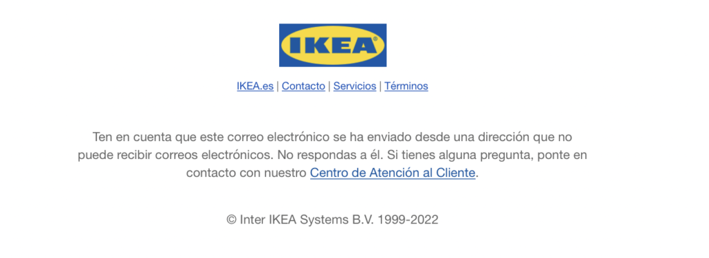 6. Pie de email de IKEA