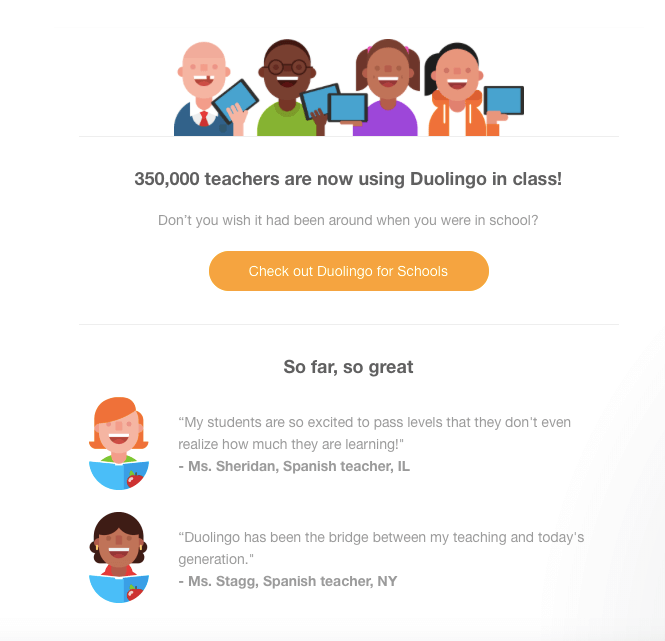 Ein Beispiel für Social Proof bei der Sprachlern-App Duolingo
