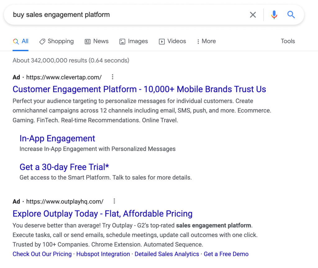 google search for buy sales engagement platform