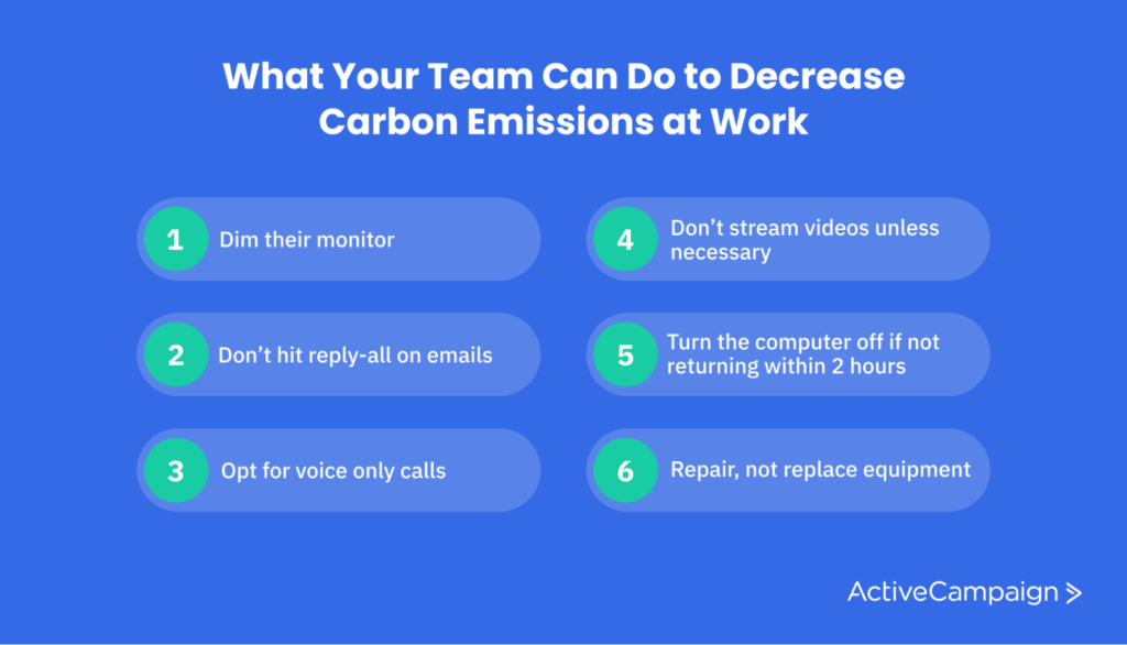 Help your team to reduce their carbon footprint by taking precautionary steps