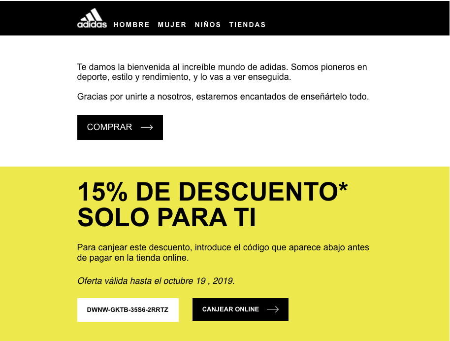 2. email bienvenida adidas 1