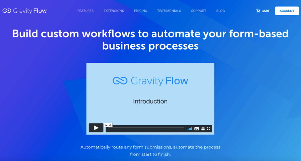 Screenshot of Gravity Flow's homepage
