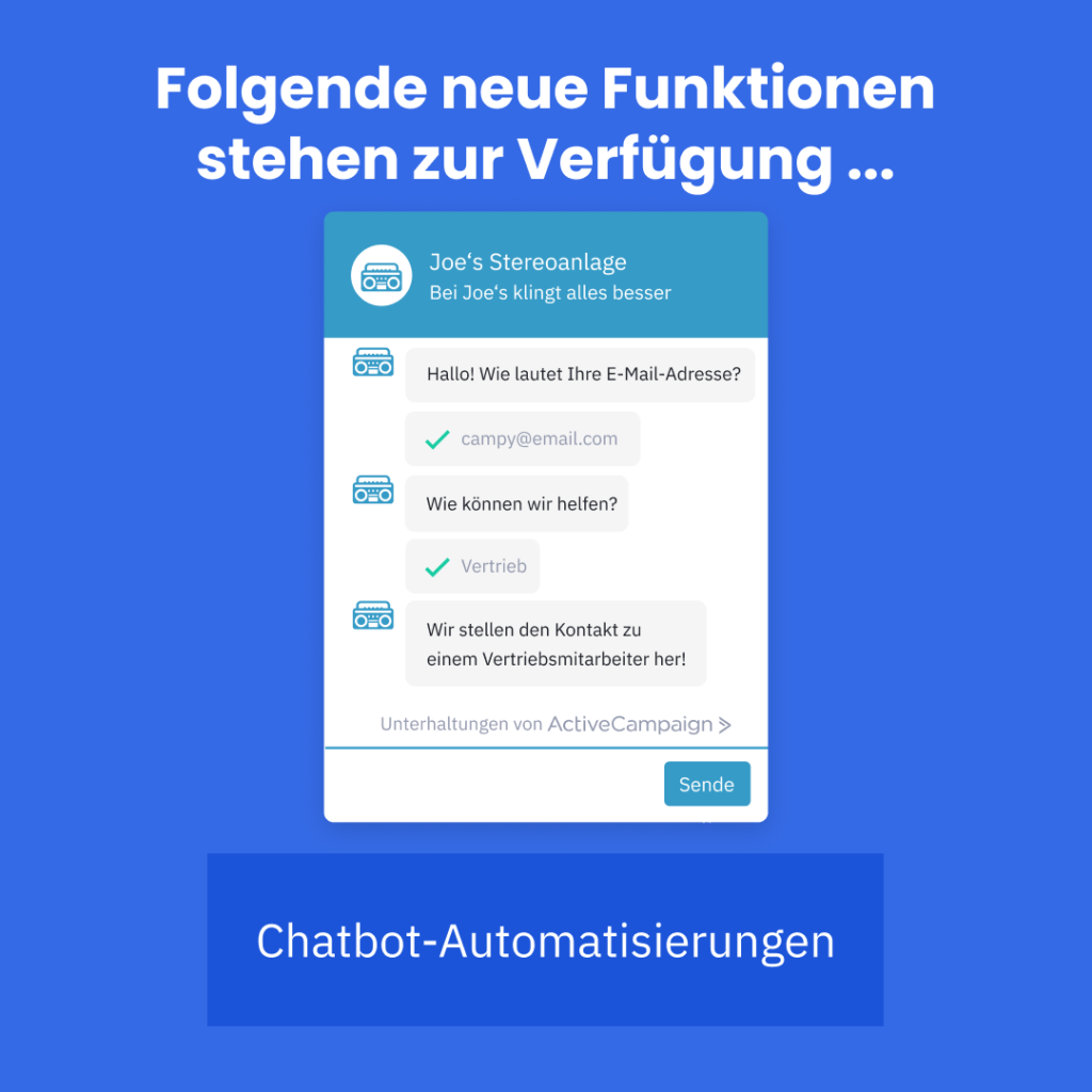 Chatbot-Automatisierung für mögliche Kontaktaufnahme mit Kunde