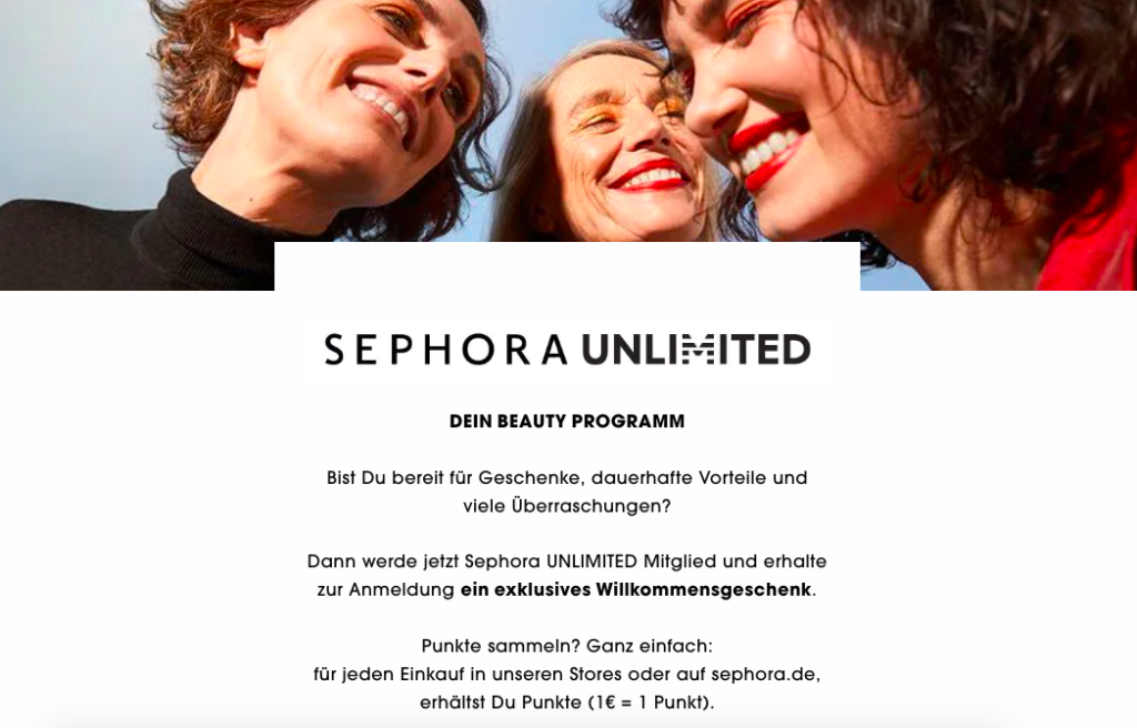 Zu den besten Kundenbindungsmaßnahmen gehört auch das Unlimited-Programm von Sephora.