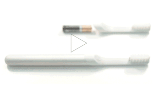 Questa GIF mostra come cambiare la testina degli spazzolini elettrici Quip.